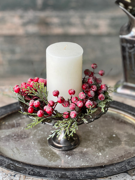 Icy Berry Cedar Candle Ring Red 8 Lancaster Home Holiday