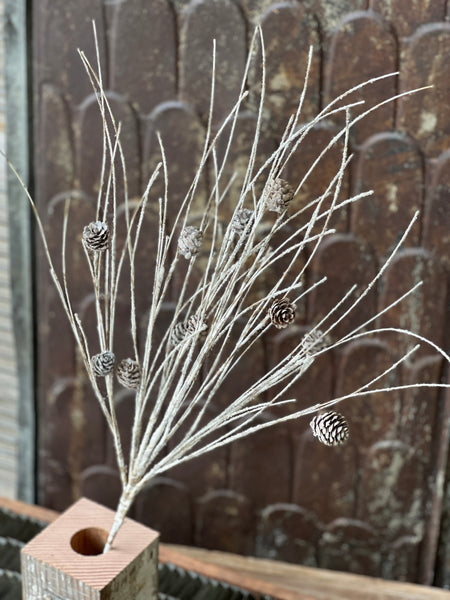 Snowy Birch Twig Spray, White, 34