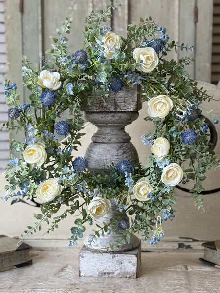 Indigo Allure Wreath | 22" | NOT CURRENTLY IN STOCK-New For Spring 2027!
