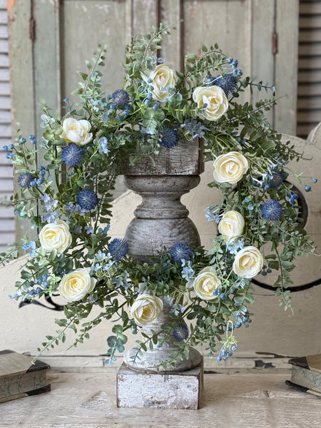 Indigo Allure Wreath | 22" | NOT CURRENTLY IN STOCK-New For Spring 2027!
