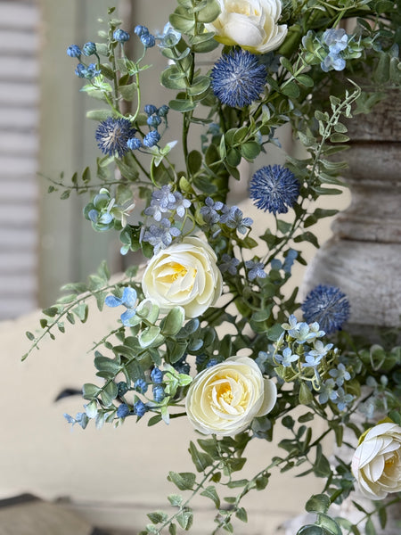 Indigo Allure Wreath | 22" | NOT CURRENTLY IN STOCK-New For Spring 2027!