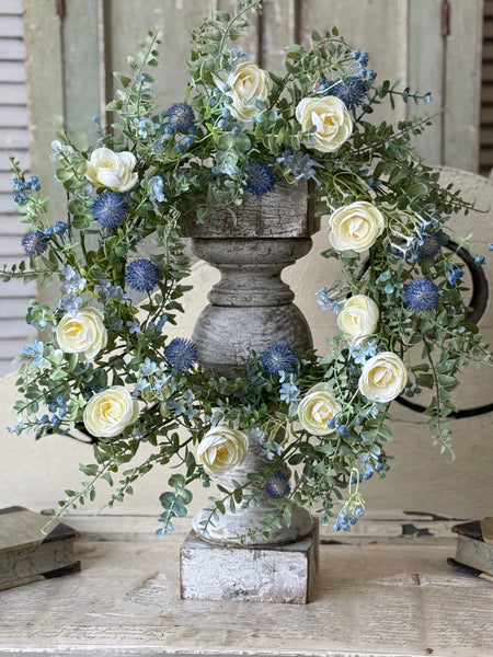 Indigo Allure Wreath | 22" | NOT CURRENTLY IN STOCK-New For Spring 2027!