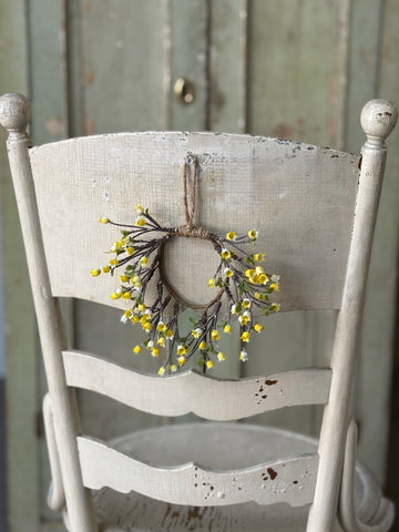 Bardot Buds Mini Hanging Wreath | 8" | Yellow | NOT CURRENTLY IN STOCK-New For Spring 2027!