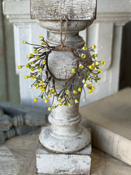 Bardot Buds Mini Hanging Wreath | 8" | Yellow | NOT CURRENTLY IN STOCK-New For Spring 2027!