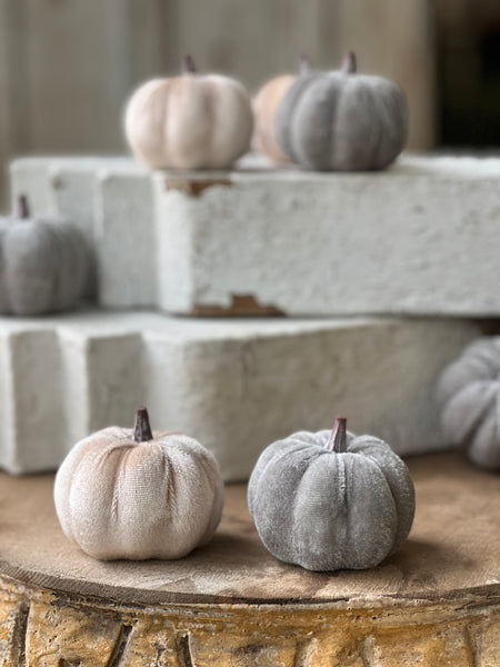 Velveteen Pumpkins | 7 pcs | CLEAN UP SPECIAL!  From $5.95 - Last 18sets!