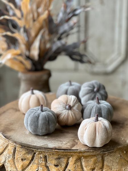 Velveteen Pumpkins | 7 pcs | CLEAN UP SPECIAL!  From $5.95 - Last 18sets!