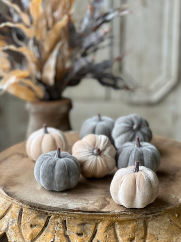 Velveteen Pumpkins | 7 pcs | CLEAN UP SPECIAL!  From $5.95 - Last 18sets!