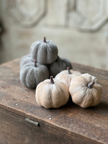 Velveteen Pumpkins | 7 pcs | CLEAN UP SPECIAL!  From $5.95 - Last 18sets!