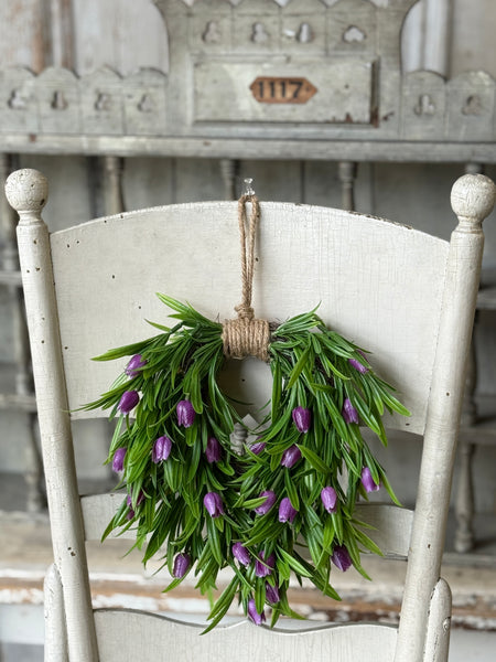 Teacup Tulip Hanging Wreath | 10" | Purple | NOT CURRENTLY IN STOCK-New For Spring 2027!