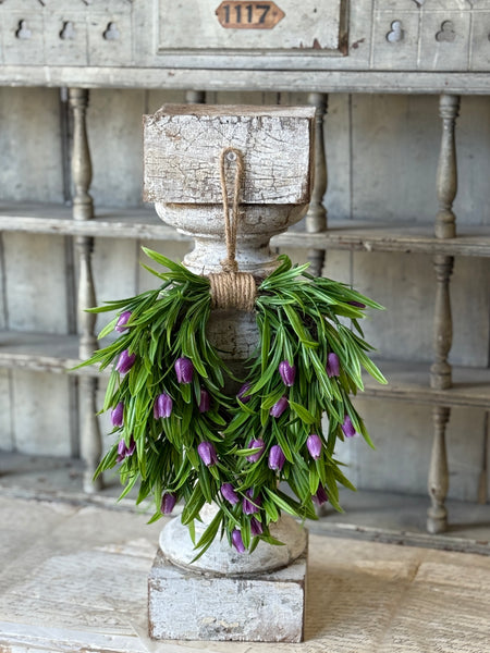 Teacup Tulip Hanging Wreath | 10" | Purple | NOT CURRENTLY IN STOCK-New For Spring 2027!