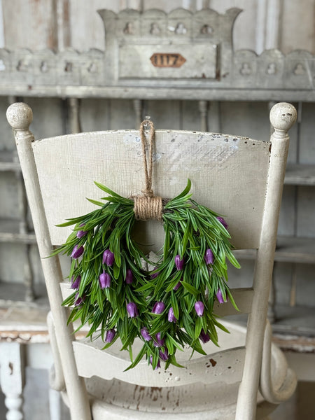 Teacup Tulip Hanging Wreath | 10" | Purple | NOT CURRENTLY IN STOCK-New For Spring 2027!