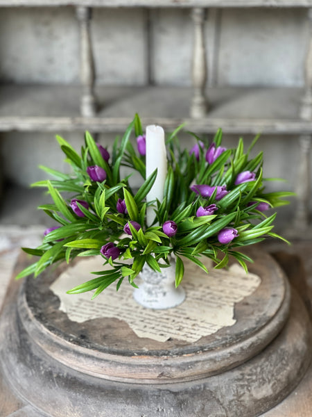 Teacup Tulip Candle Ring | 8" | Purple | NOT CURRENTLY IN STOCK-New For Spring 2026!