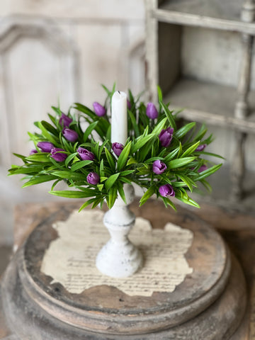 Teacup Tulip Candle Ring | 8" | Purple | NOT CURRENTLY IN STOCK-New For Spring 2026!