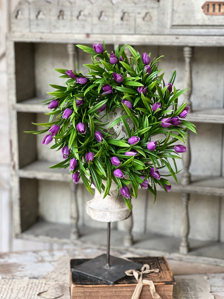 Teacup Tulip Candle Ring | 10" | Purple | NOT CURRENTLY IN STOCK-New For Spring 2026!