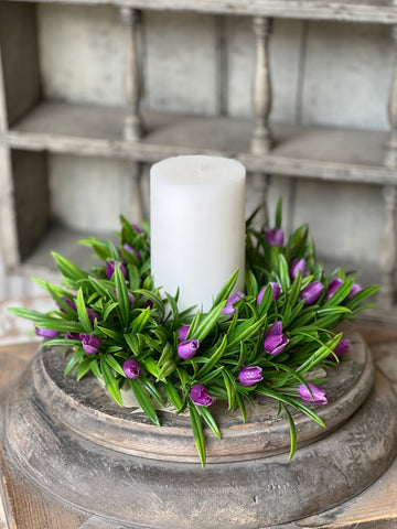 Teacup Tulip Candle Ring | 10" | Purple | NOT CURRENTLY IN STOCK-New For Spring 2026!