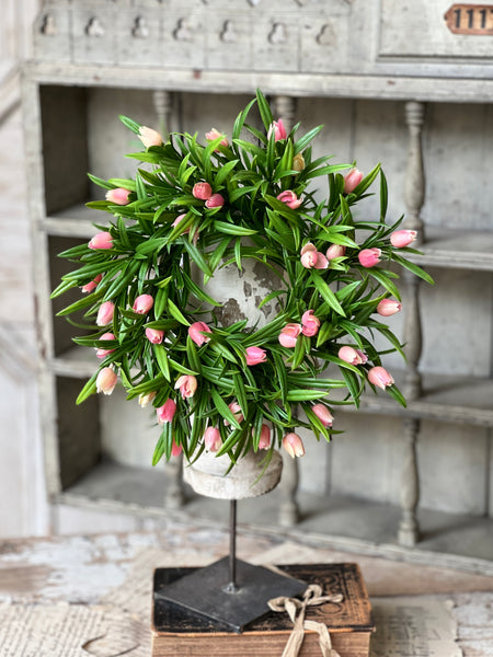 Teacup Tulip Candle Ring | 10" | Pink | NOT CURRENTLY IN STOCK-New For Spring 2026!