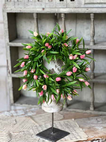 Teacup Tulip Candle Ring | 10" | Pink | NOT CURRENTLY IN STOCK-New For Spring 2026!