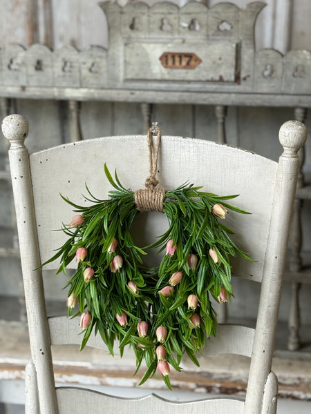 Teacup Tulip Hanging Wreath | 10" | Pink | NOT CURRENTLY IN STOCK-New For Spring 2027!