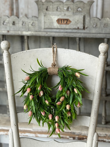 Teacup Tulip Hanging Wreath | 10" | Pink | NOT CURRENTLY IN STOCK-New For Spring 2027!