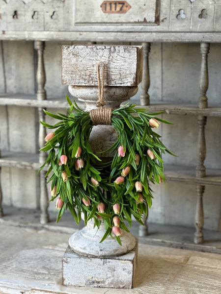Teacup Tulip Hanging Wreath | 10" | Pink | NOT CURRENTLY IN STOCK-New For Spring 2027!