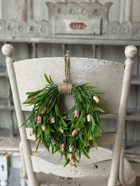 Teacup Tulip Hanging Wreath | 10" | Pink | NOT CURRENTLY IN STOCK-New For Spring 2027!