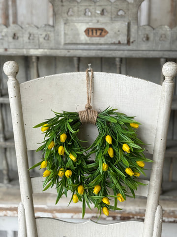 Teacup Tulip Hanging Wreath | 10" | Yellow | NOT CURRENTLY IN STOCK-New For Spring 2027!