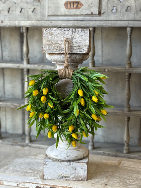 Teacup Tulip Hanging Wreath | 10" | Yellow | NOT CURRENTLY IN STOCK-New For Spring 2027!