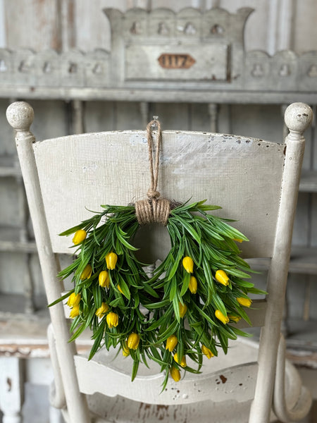 Teacup Tulip Hanging Wreath | 10" | Yellow | NOT CURRENTLY IN STOCK-New For Spring 2027!
