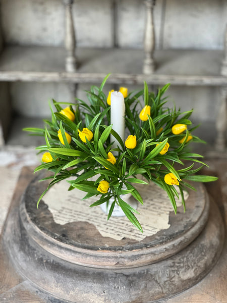 Teacup Tulip Candle Ring | 8" | Yellow | NOT CURRENTLY IN STOCK-New For Spring 2026!
