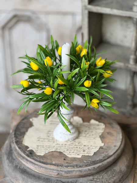 Teacup Tulip Candle Ring | 8" | Yellow | NOT CURRENTLY IN STOCK-New For Spring 2026!
