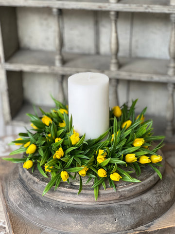 Teacup Tulip Candle Ring | 10" | Yellow | NOT CURRENTLY IN STOCK-New For Spring 2026!