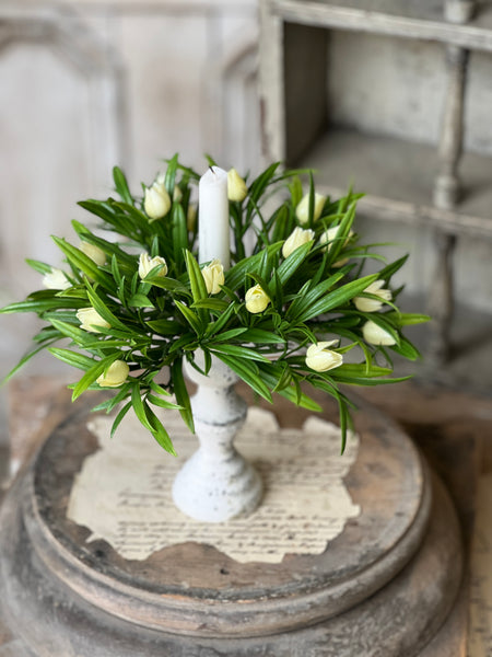 Teacup Tulip Candle Ring | 8" | Cream | NOT CURRENTLY IN STOCK-New For Spring 2026!