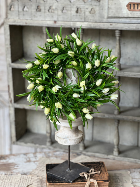 Teacup Tulip Candle Ring | 10" | Cream | NOT CURRENTLY IN STOCK-New For Spring 2026!