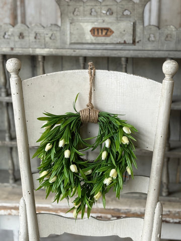 Teacup Tulip Hanging Wreath | 10" | Cream | NOT CURRENTLY IN STOCK-New For Spring 2027!