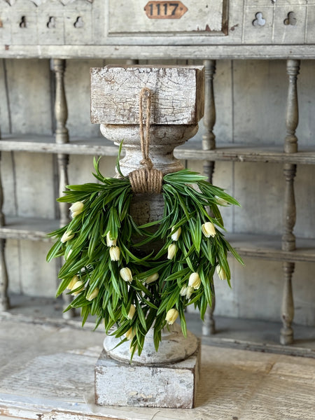 Teacup Tulip Hanging Wreath | 10" | Cream | NOT CURRENTLY IN STOCK-New For Spring 2027!