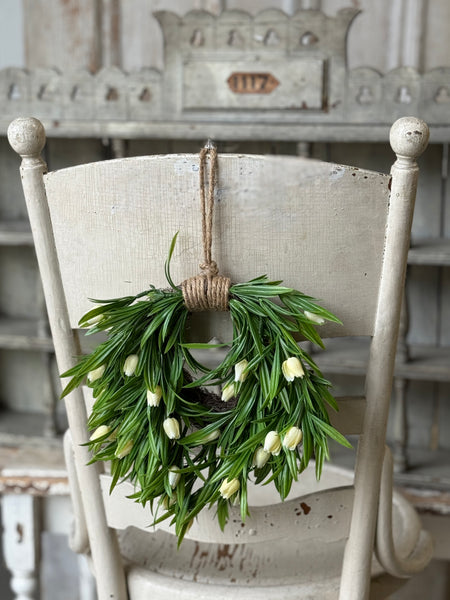 Teacup Tulip Hanging Wreath | 10" | Cream | NOT CURRENTLY IN STOCK-New For Spring 2027!