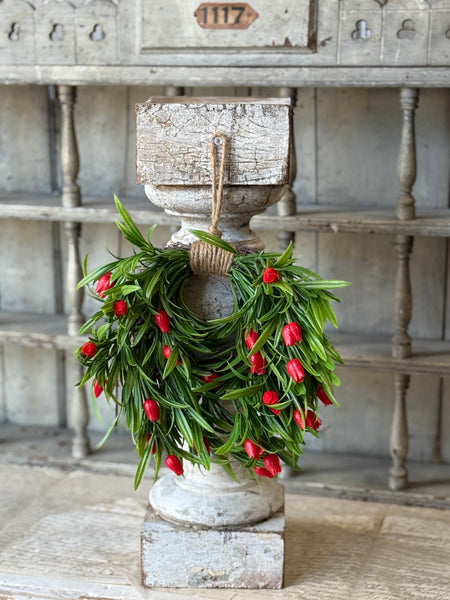 Teacup Tulip Hanging Wreath | 10" | Red | NOT CURRENTLY IN STOCK-New For Spring 2027!