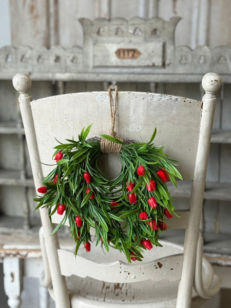 Teacup Tulip Hanging Wreath | 10" | Red | NOT CURRENTLY IN STOCK-New For Spring 2027!