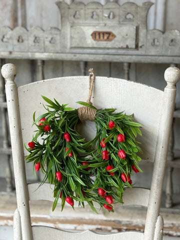 Teacup Tulip Hanging Wreath | 10" | Red | NOT CURRENTLY IN STOCK-New For Spring 2027!