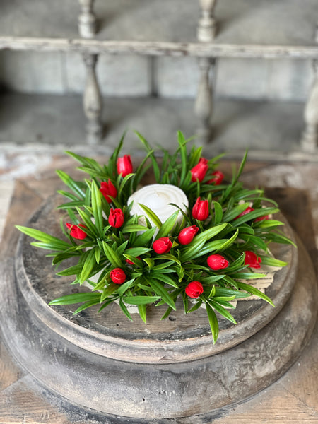 Teacup Tulip Candle Ring | 8" | Red | NOT CURRENTLY IN STOCK-New For Spring 2026!