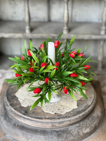 Teacup Tulip Candle Ring | 8" | Red | NOT CURRENTLY IN STOCK-New For Spring 2026!