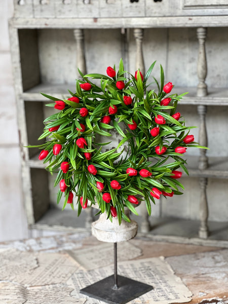 Teacup Tulip Candle Ring | 10" | Red | NOT CURRENTLY IN STOCK-New For Spring 2026!