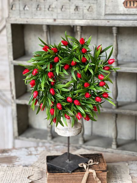 Teacup Tulip Candle Ring | 10" | Red | NOT CURRENTLY IN STOCK-New For Spring 2026!