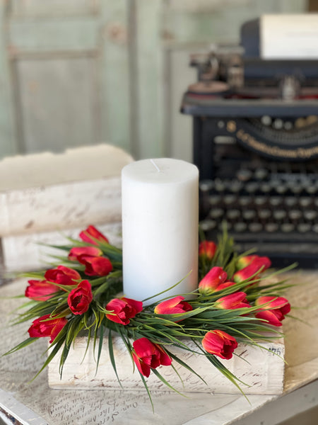 Teeny Tiny Tulip Candle Ring | 10" | Red | NOT CURRENTLY IN STOCK-New For Spring 2026!
