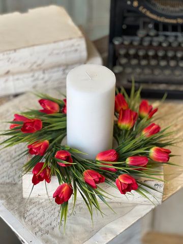 Teeny Tiny Tulip Candle Ring | 10" | Red | NOT CURRENTLY IN STOCK-New For Spring 2026!