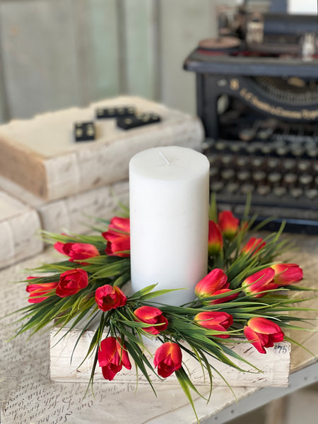 Teeny Tiny Tulip Candle Ring | 10" | Red | NOT CURRENTLY IN STOCK-New For Spring 2026!