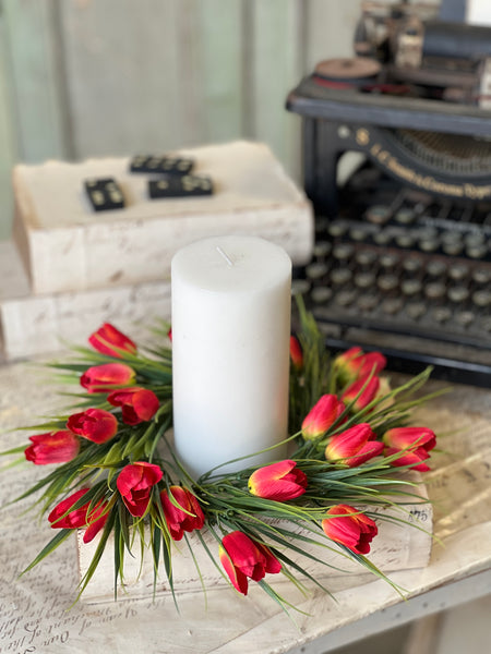 Teeny Tiny Tulip Candle Ring | 10" | Red | NOT CURRENTLY IN STOCK-New For Spring 2026!