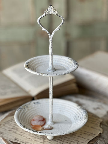 Pale Panache Two Tier Stand | 10.5" | Cream| CLEAN UP SPECIAL!  From $2.95 - Last 80pcs!