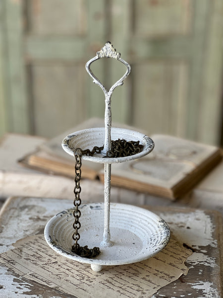 Pale Panache Two Tier Stand | 10.5" | Cream| CLEAN UP SPECIAL!  From $2.95 - Last 80pcs!