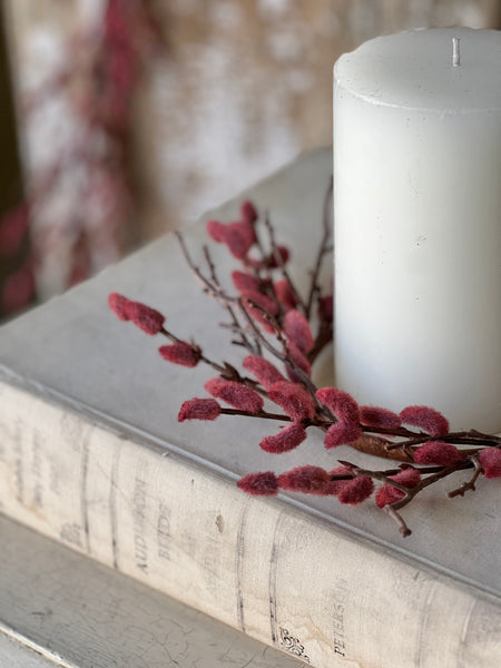 Rosewood Catkin Buds Candle Ring | 10"